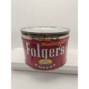 Vintage Folger's 1959 1 Ib Coffee Keywind Can‎ Mountain Grown Regular Vintage